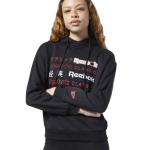 Reebok Classic Graphic Kapuzenpullover Damen - Schwarz - DE 105-XUQ